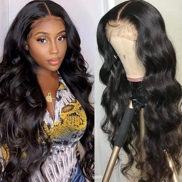 

body wave t part lace front wig 36 inch long hair peruvian frontal wigs pre plucked human for women1, Black;brown