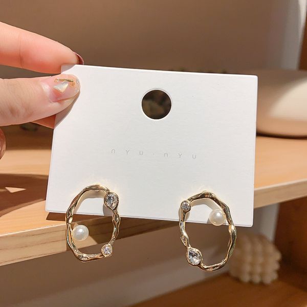 

925 silver needle fashion oval pearl temperament crystal stud design small crowd net red earrings
