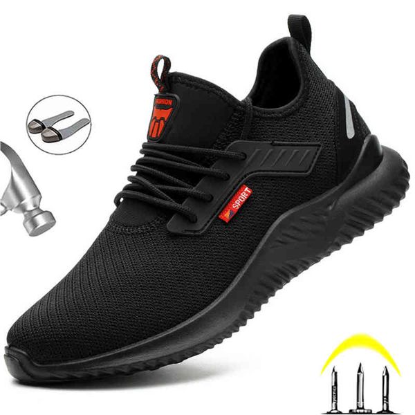 

dress shoes fashion work sneakers male indestructible safety men boots steel toe light anti-piercing a7av, Black