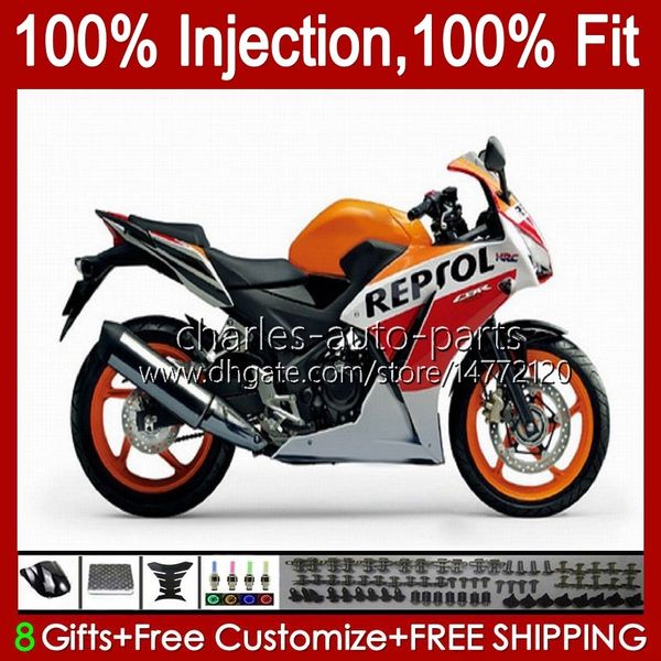 Repsol Injecção Branca Molde para Honda CBR-250 CBR 250R 250 CBR250 R CC 2012 2013 2014 2015 corpo 58NO.66 250cc CBR250R MC41 11 12 13 14 15 CBR-250R 11-15 OEM Kit de Feira