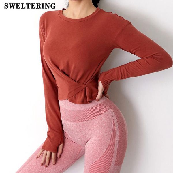

fitness yoga shirt sports gym workout crop women long sleeve blouse running t-shirts quick dry sportswear 2021 outfits, White;red