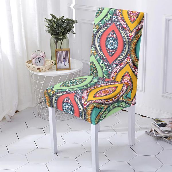 

fashionable boho mandala flower stretch dining chair covers elastic universal size seat cover for wedding banquet el decor