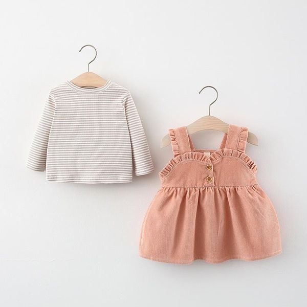 

clothing sets (4 pieces/lot) 2021 arrival striped pattern girl's set 012003, White