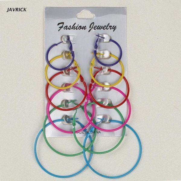 

hoop & huggie 6 pairs/set earrings women jewelry circle fashion black white charm simple, Golden;silver
