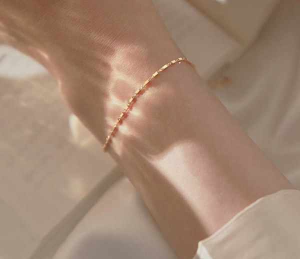 

pure silver square bracelet women ins small crowd design cold and cool style simple fashion personality charm bracelets, Golden;silver