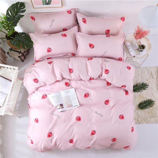 

bedding sets sweet strawberry style 4pcs set cotton bed cover sheet duvet pillowcase linen bedclothes