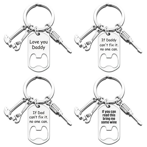 

keychains metal keychain charm bottle opener key chain ring pendant gift for father's day holiday gifts elders men's gadgets, Silver