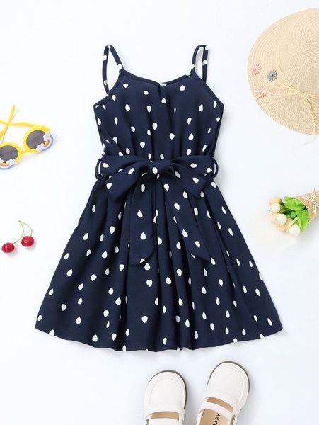 

toddler girls drip print belted cami dress she, Red;yellow