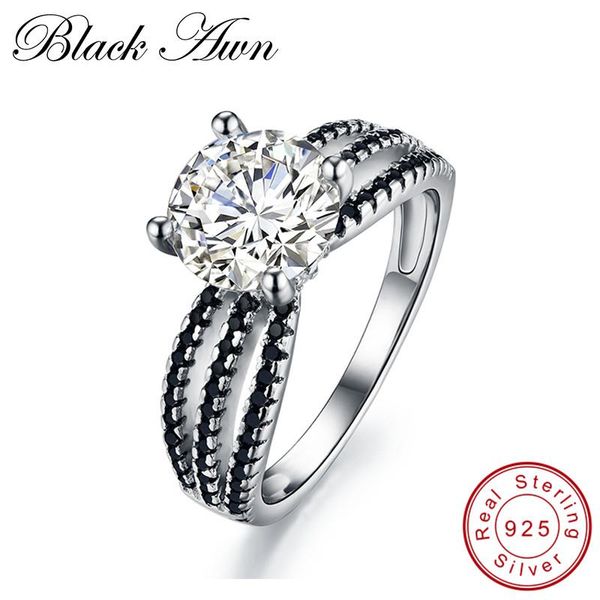 

cluster rings [black awn] neo-gothic 3.9g 925 sterling silver jewelry trendy wedding for women engagement ring femme bijoux bague c095, Golden;silver
