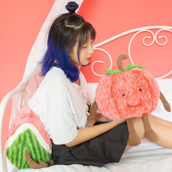 Almofada/travesseiro decorativo kawaii pluxush cadeira de cereja almofada macia na vida real sede de melancia sorrindo forma de fruta engraçada divertida