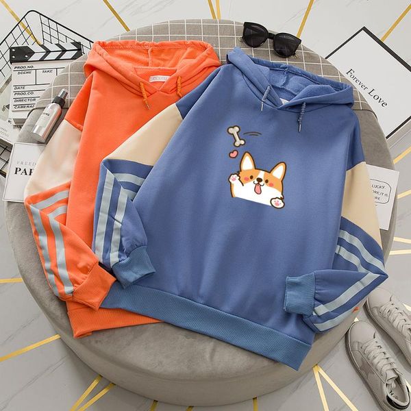

women's hoodies & sweatshirts shiba inu hoodie oversized women sweatshirt harajuku patchwork vintage autumn winter pullover plus velvet, Black