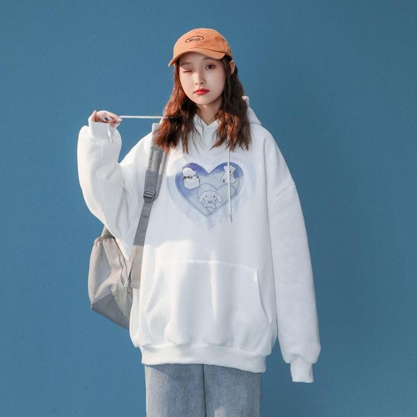 

women's hoodies & sweatshirts print hoodie women 2021 autumn white cotton long sleeve female casual chic streetwear hoodied ins couple, Black