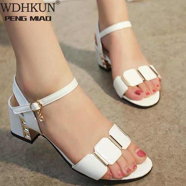 

open toe women chunky heels casual women's sandals black white all-match female pumps fashion womens