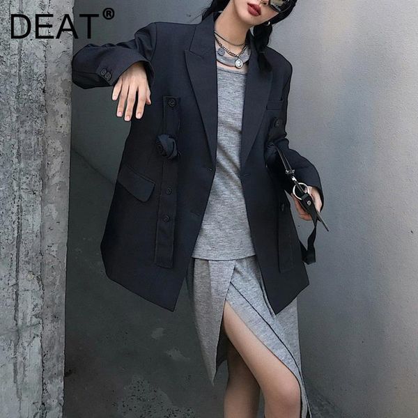 

women's suits & blazers deat 2021 women fashion loose notched long-sleeved patchwork detachable streamer rose decoration blazer autumn, White;black