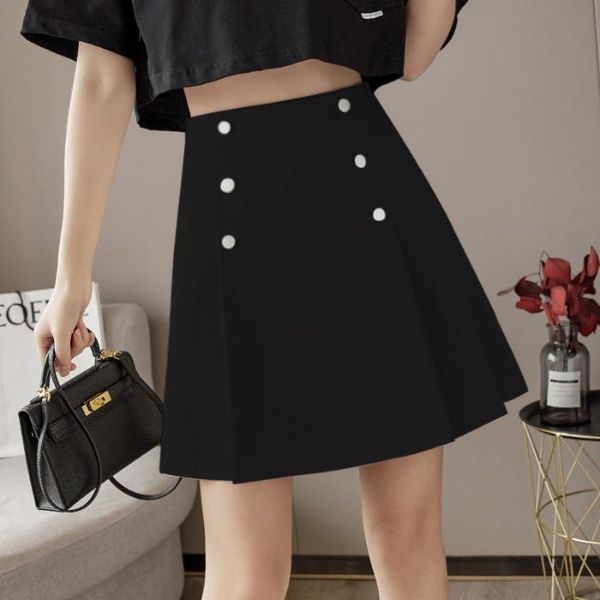 

skirts a bust in the summer of cultivate morality show thin 2021 since han edition pleated skirt waist little fashion, Black