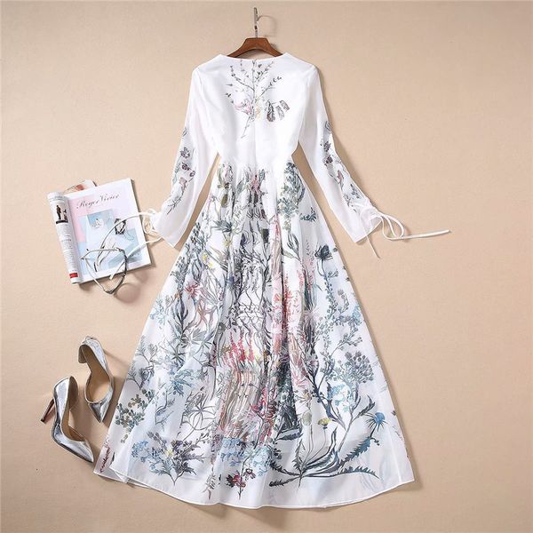 

two piece dress spring runway dress female fashion long sleeve white collar cotton embroidered with belt lp91