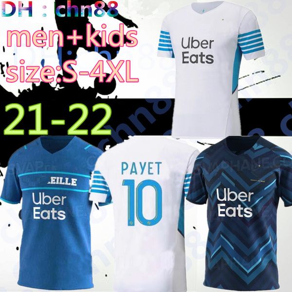

size:S-4XL 21 22 Marseille soccer jersey Olympique 2021 2022 OM MILIK maillot foot CUISANCE THAUVIN BENEDETTO KAMARA PAYET football shirts m, Black;yellow