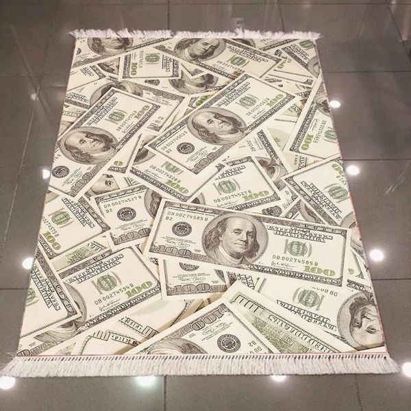 

else brown cream funny american dolar money 3d pattern print microfiber anti slip back washable decorative kilim area rug carpet carpets