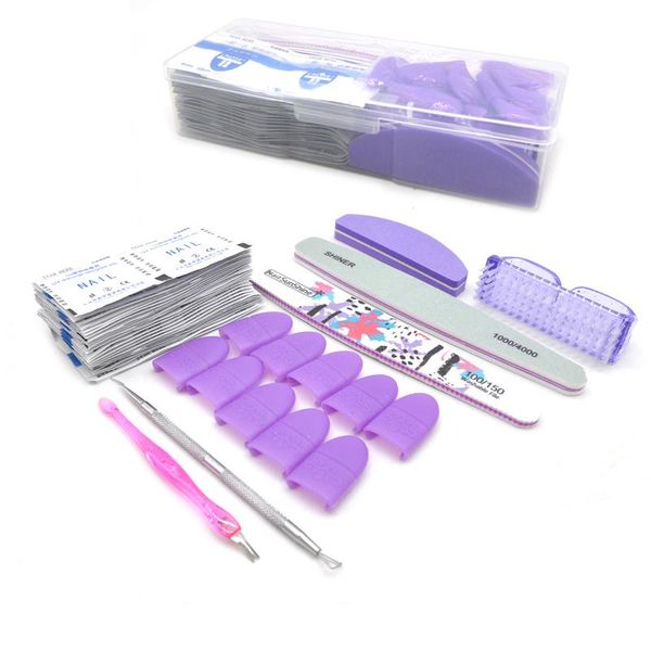 

nail art kits 1 set remover gel polish degreaser uv clips caps shiny effect cleanser tools lime a ongle buffer