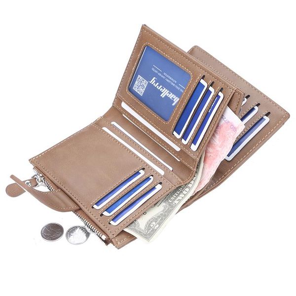 

wallets baellerry short men mens wallet purse zipper coin pocket big capacity male money bag men's leather small card holder, Red;black