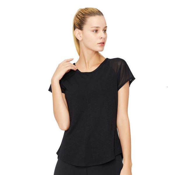 

tracksuits women's slim quick dry high stretch sports t-shirt short sleeve tight running fitness yoga suit, Gray