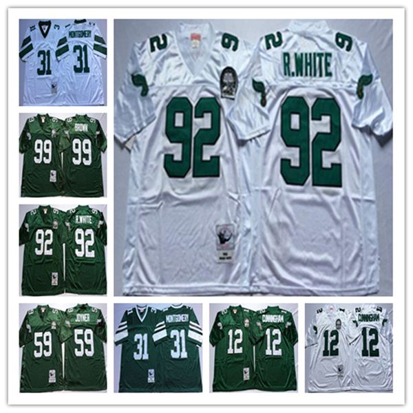 

ncaa mens throwback retro 7 ron jaworski 12 randall cunningham 17 harold carmichael 59 seth joyner 92 reggie 99 brown white eagle mitchell &, Black