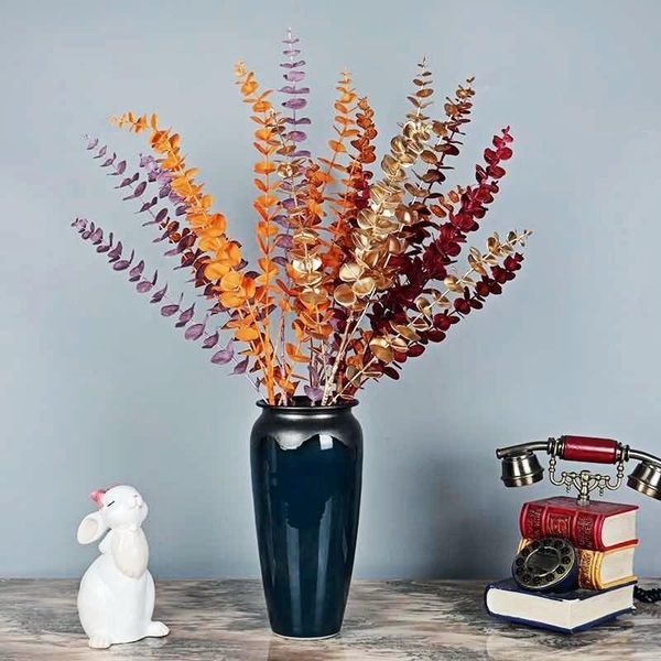

decorative flowers & wreaths 85cm artificial and green plants, wedding flower arrangement, single 5, fork eucalyptus,gold,money leaf,home de