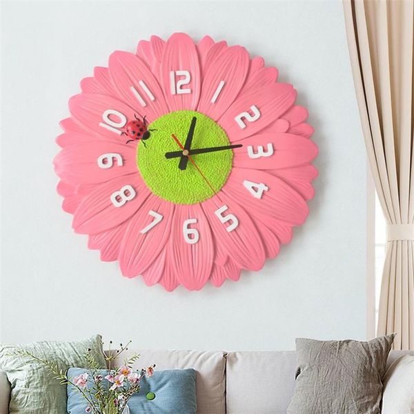 

wall clocks european pastoral chrysanthemum clock creative bedroom mute living room hanging cute simple home decor