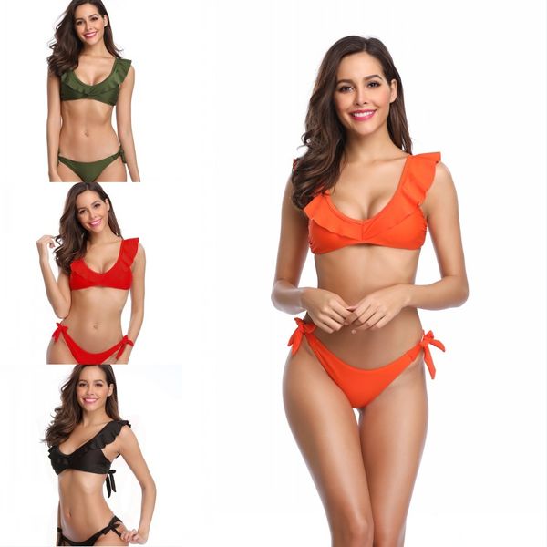 

women's bikini swimwear 2021 split solid multicolor, White;black