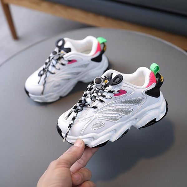 

children casual sports shoes boys girls spring 2021 outsole slip patchwork breathable kids sneakers running shoe athletic & outdoor, Black