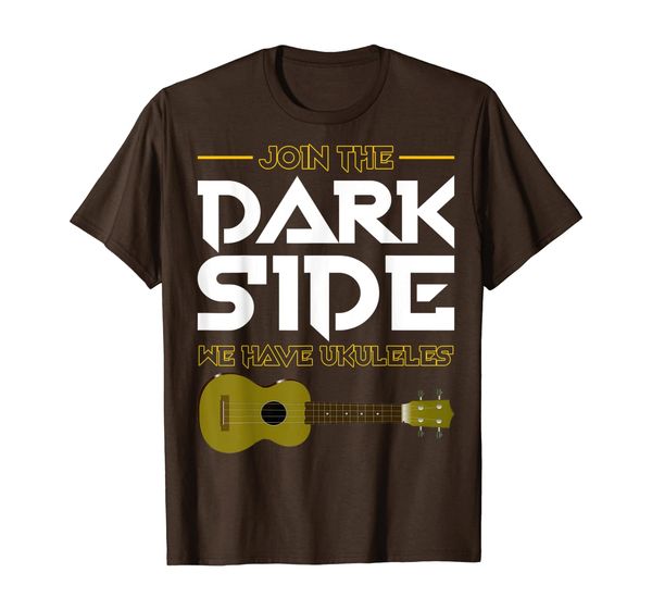 

join the dark side we have ukuleles t-shirt, White;black