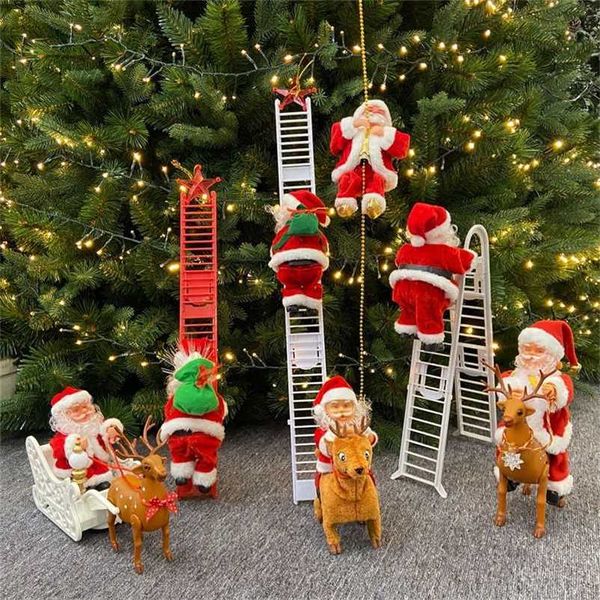 Natale decorazione musica natale natale santa claus giocattolo elettrico scala scala albero appeso ornamento navida per bambini anno giocattolo 211122
