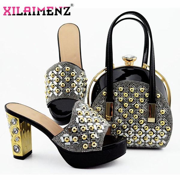

dress shoes black design fashion ladies and bag set for party african summer nigerian slippers with matching big size
