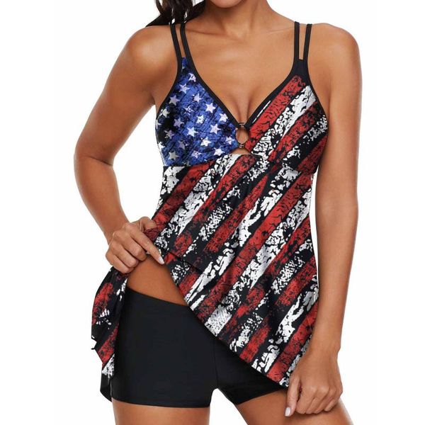 

women's swimwear womens swimsuits flared ruffle tankini two pieces set high waisted printed bikini bottoms ruched swimsuit for wome, White;black