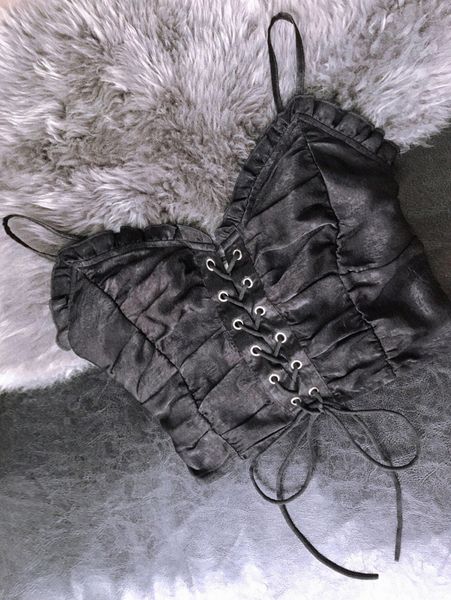 

lace up front shirred cami o4b0#, White