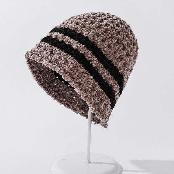 

berets women fedoras autumn winter web celebrity chenille blending bucket hat knitting yarn caps, Blue;gray