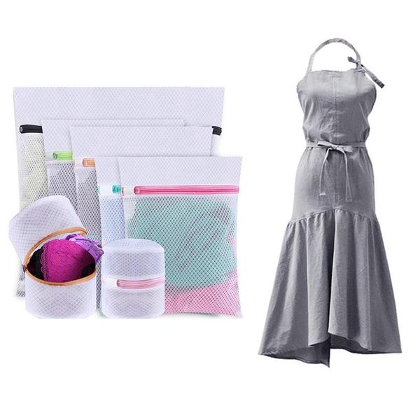 

aprons retro long vintage apron with mesh laundry bags, delicates washing bags