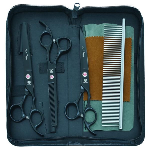 

hair scissors 7.0" jp440c purple dragon dogs shears pet grooming straight curved cutting thinning tijeras animal trimmers b0032b
