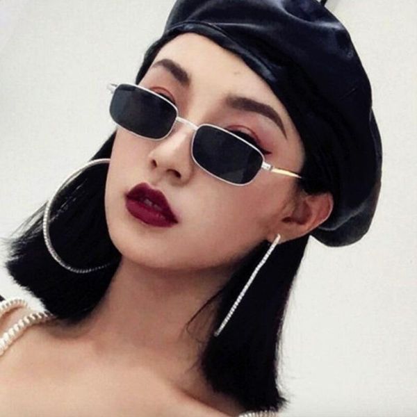 

sunglasses retro small rectangle vintage metal frame women men brand designer red yellow sun glasses ladies eyewear uv400, White;black