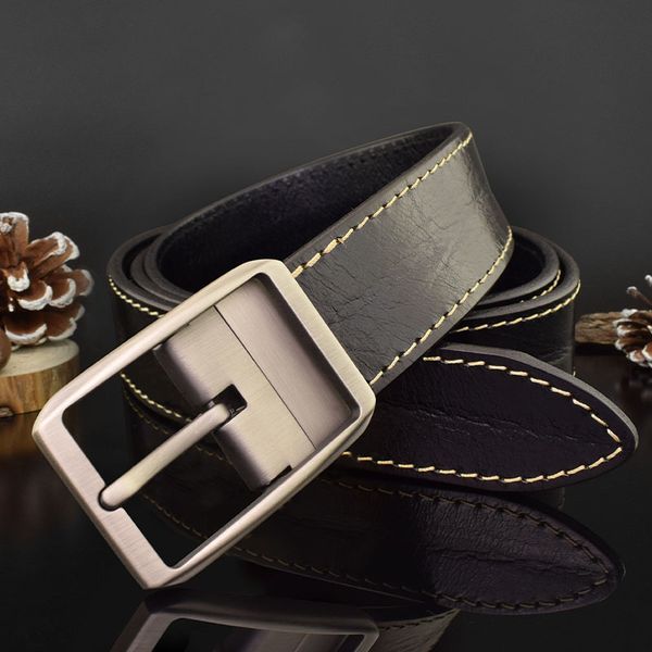 

brand belt 2021 new summer leather belt men's trouser leisure and versatile youth pure pin buckle, Black;brown