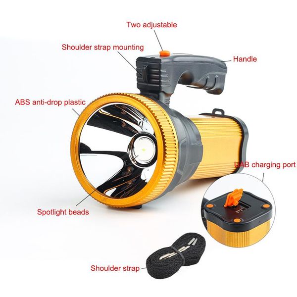 

rechargeable super bright searchlight handheld portable spotlight mdj998 lanterns