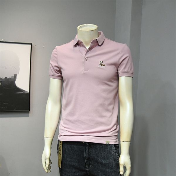 

versatile casual embroidery polo shirt men's short sleeve 2021 summer new korean fashion slim lapel paul t-shirt, White;black