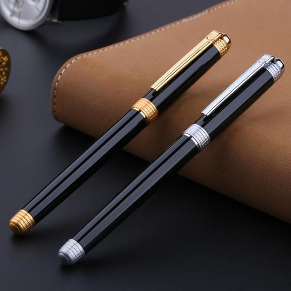 

picasso pimio 909 space time of london metal fountain pen black with golden & silver clip original box fine nib gift pens