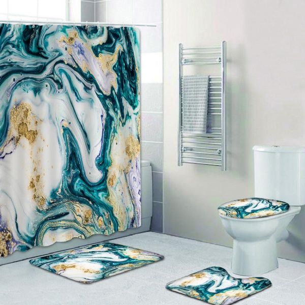 

bath accessory set custom light luxury marble texture bathroom 4 piece quicksand screen toilet lip cover rugs curtain