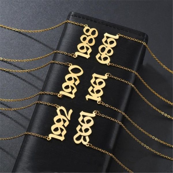 

pendant necklaces stainless steel 1997-2000 birth year for women men choker date number necklace jewelry commemorat gift, Silver