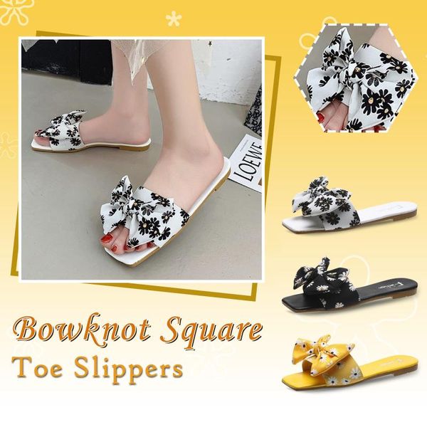 

slippers fashion bow-knot women's summer footwear bohemian style flats flip flops for woman lightweight non-slip slaps zapatos de mujer, Black
