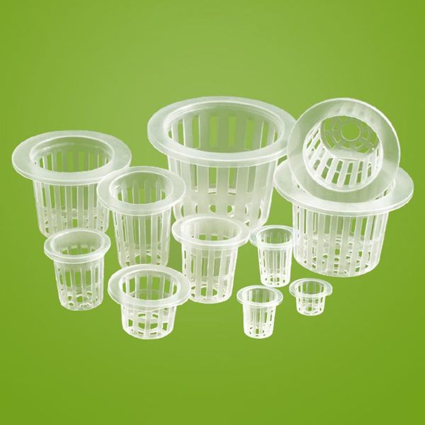 

planters & pots 50pcs multiple size soilless hydroponic colonization mesh pot plastic garden seedlings clone nursery planting net cup basket