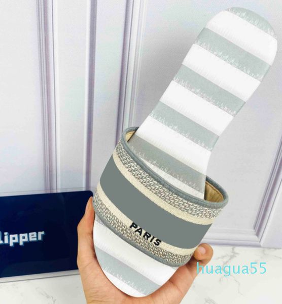 

famous designer women slippers designer embroidery sandals ladies brand summer flat slides outdoor beach woman slipper colour letters 1110, Black