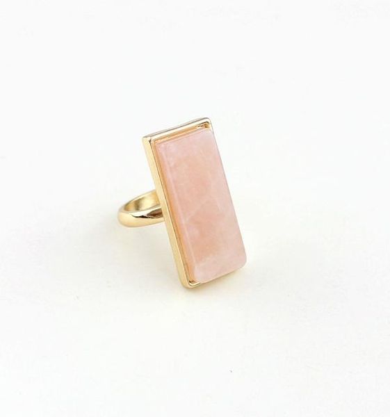

cluster rings rose pink quartz crystal natural stone fashion inner dia 1.7cm gold color brincos pendientes jewelry for women, Golden;silver