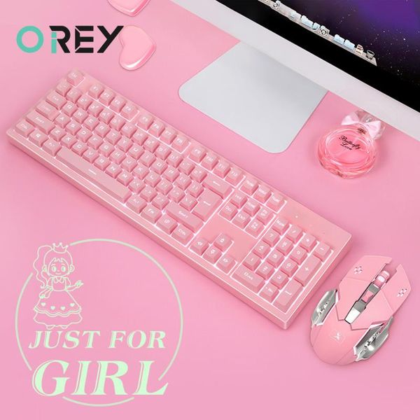 

2.4g wireless gaming keyboard mouse set rechargeable backlit mechanical feeling game for pc gamer mice combos